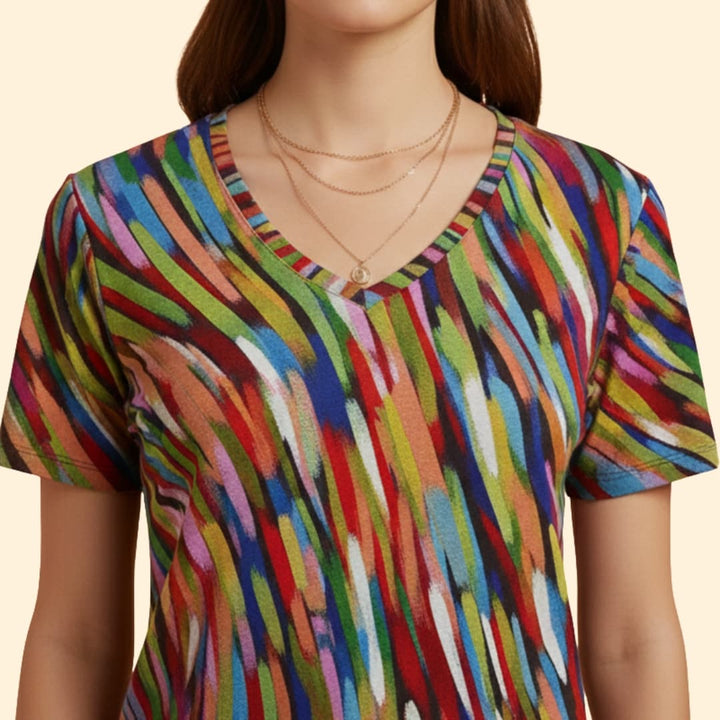 Women's Colorful V-Neck T-Shirt