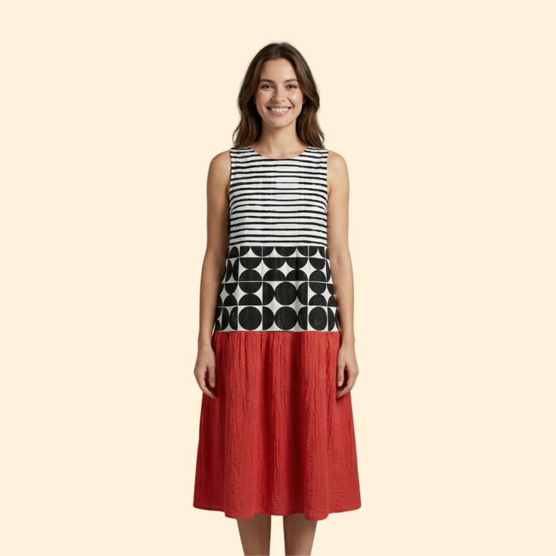 Women's Colourblock Midi Dress