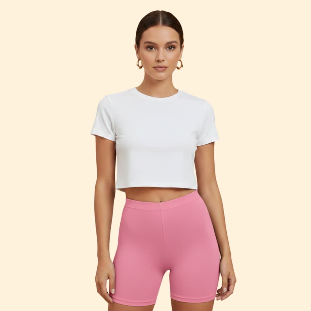 Women's Cropped T-Shirt & Shorts Set