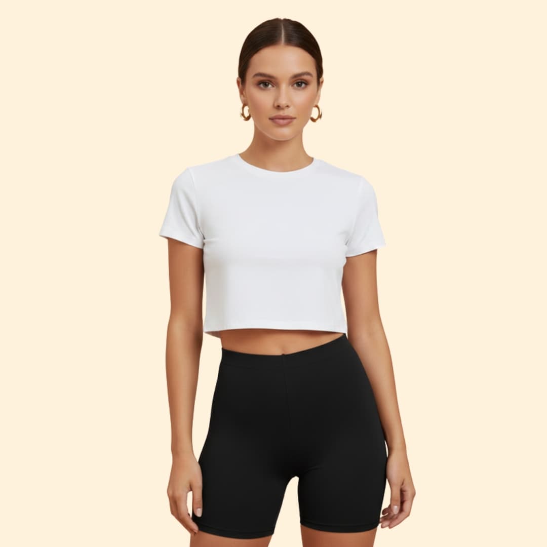Women's Cropped T-Shirt & Shorts Set