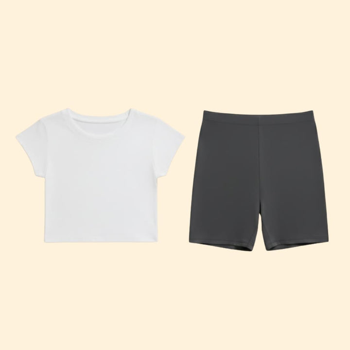 Women's Cropped T-Shirt & Shorts Set