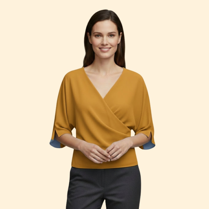 Women's Draped V-Neck Top
