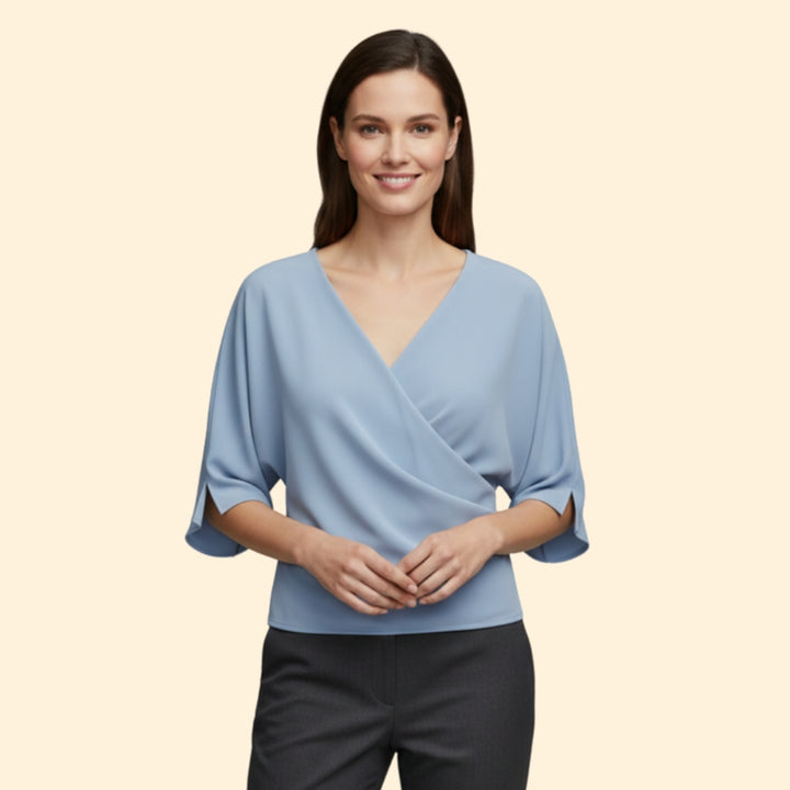 Women's Draped V-Neck Top