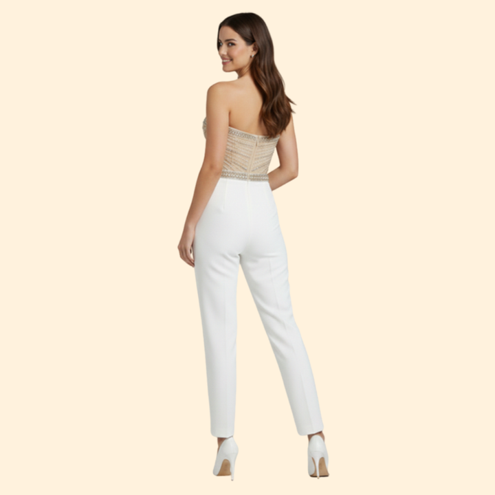 Women's Elegant Beaded Strapless Jumpsuit
