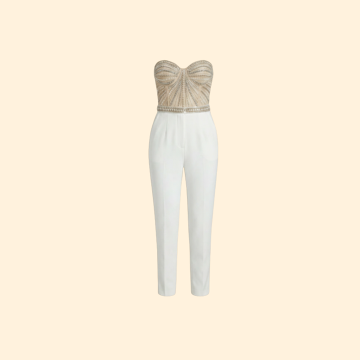 Women's Elegant Beaded Strapless Jumpsuit