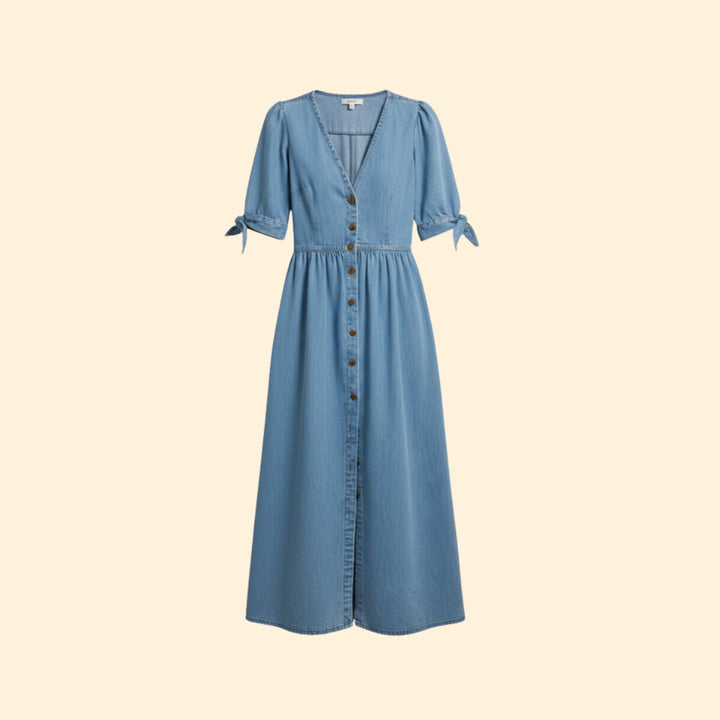 Women's Elegant Button-Down Denim Dress