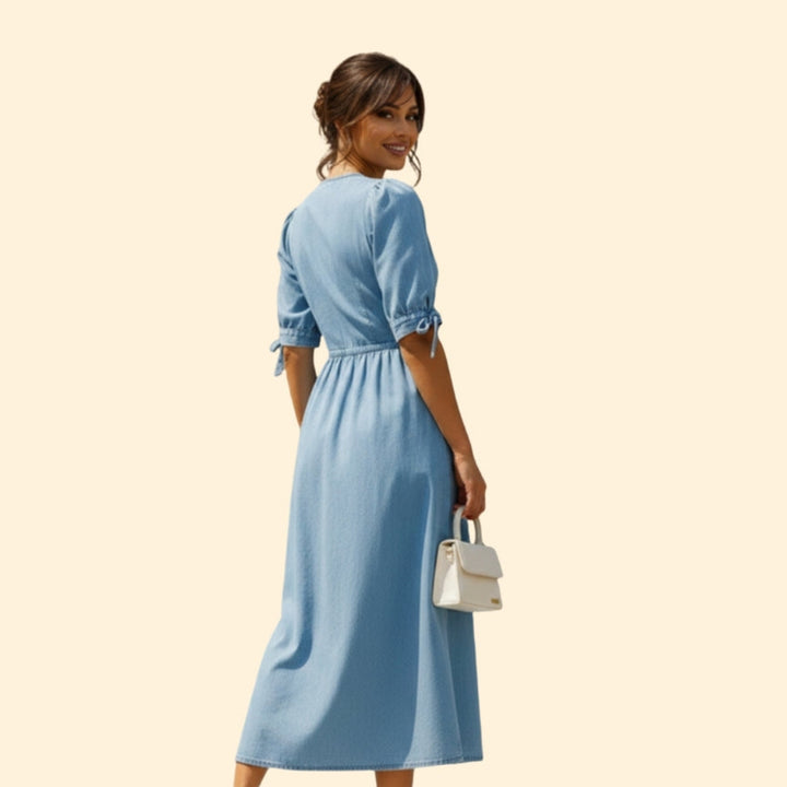 Women's Elegant Button-Down Denim Dress