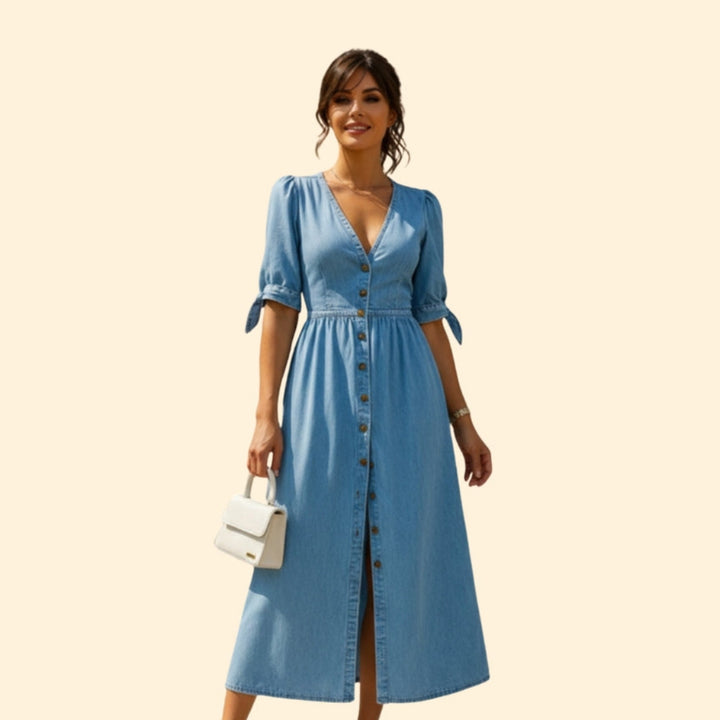 Women's Elegant Button-Down Denim Dress