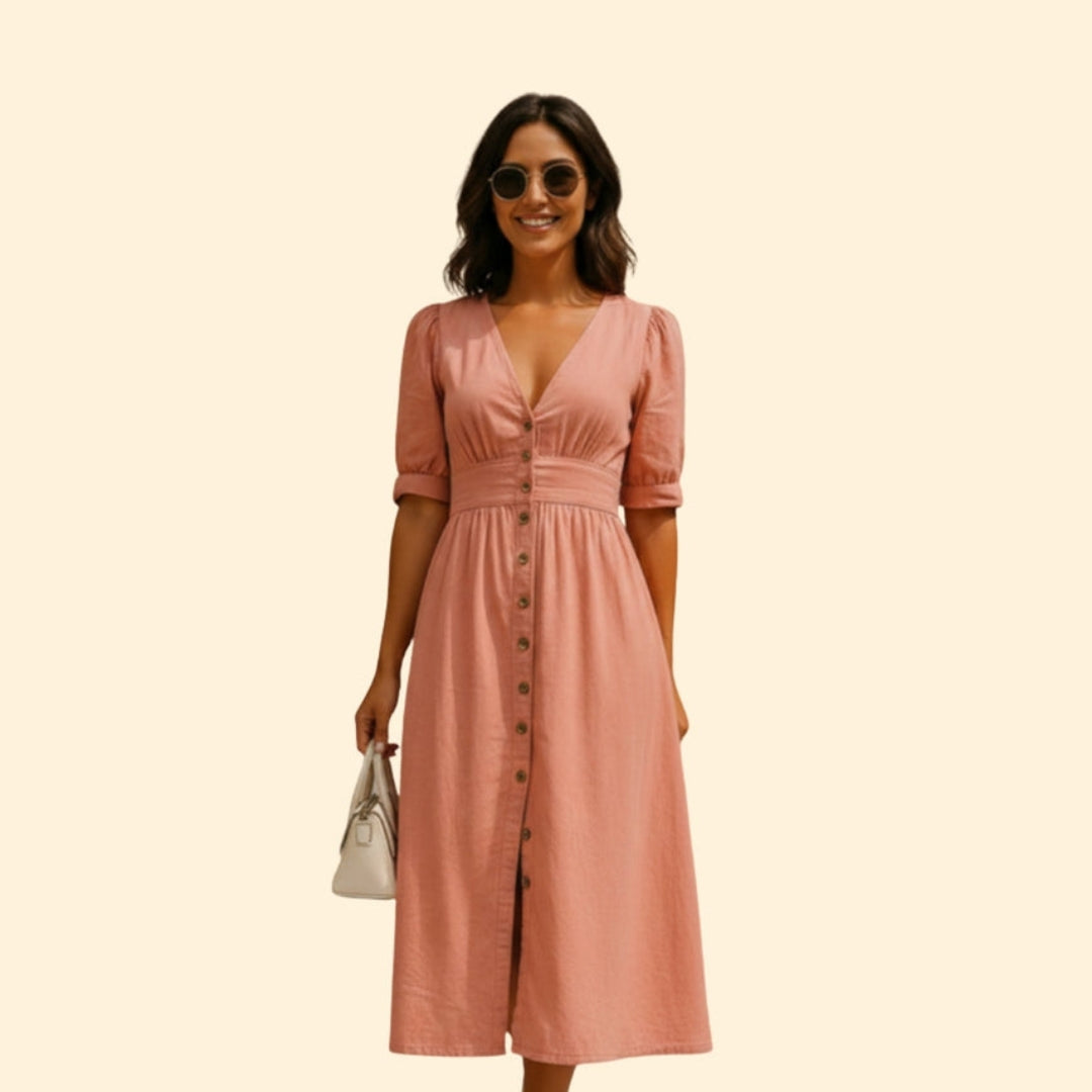 Women's Elegant Button-Down Denim Dress