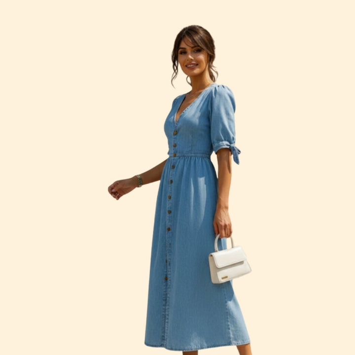 Women's Elegant Button-Down Denim Dress