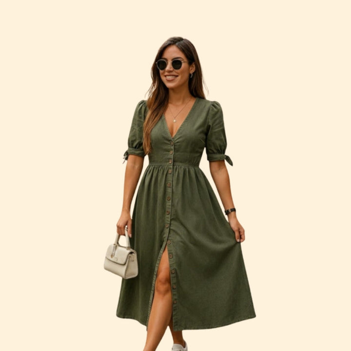 Women's Elegant Button-Down Denim Dress