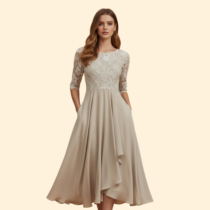Women's Wedding Guest Fit and Flare Midi Dress