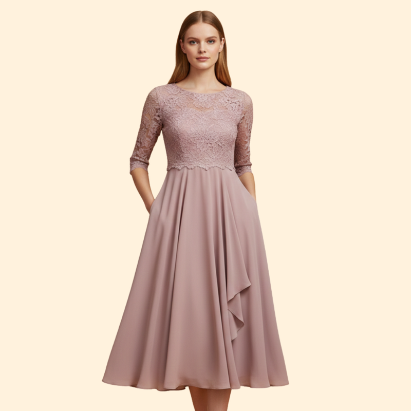 Women's Wedding Guest Fit and Flare Midi Dress
