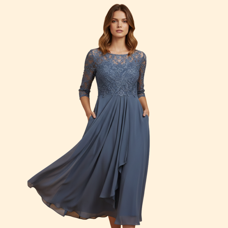 Women's Wedding Guest Fit and Flare Midi Dress