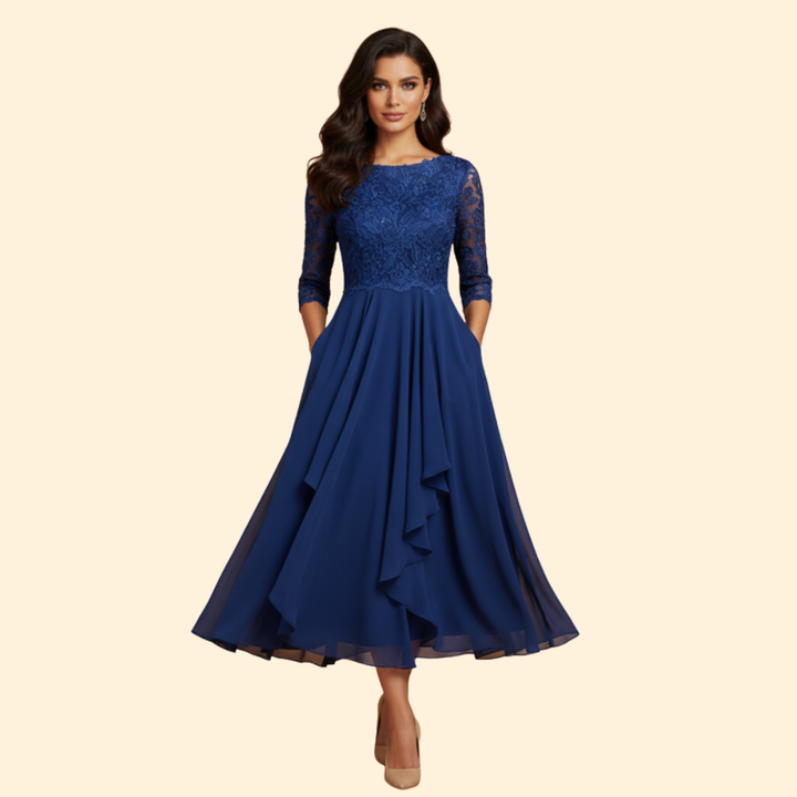 Women's Wedding Guest Fit and Flare Midi Dress