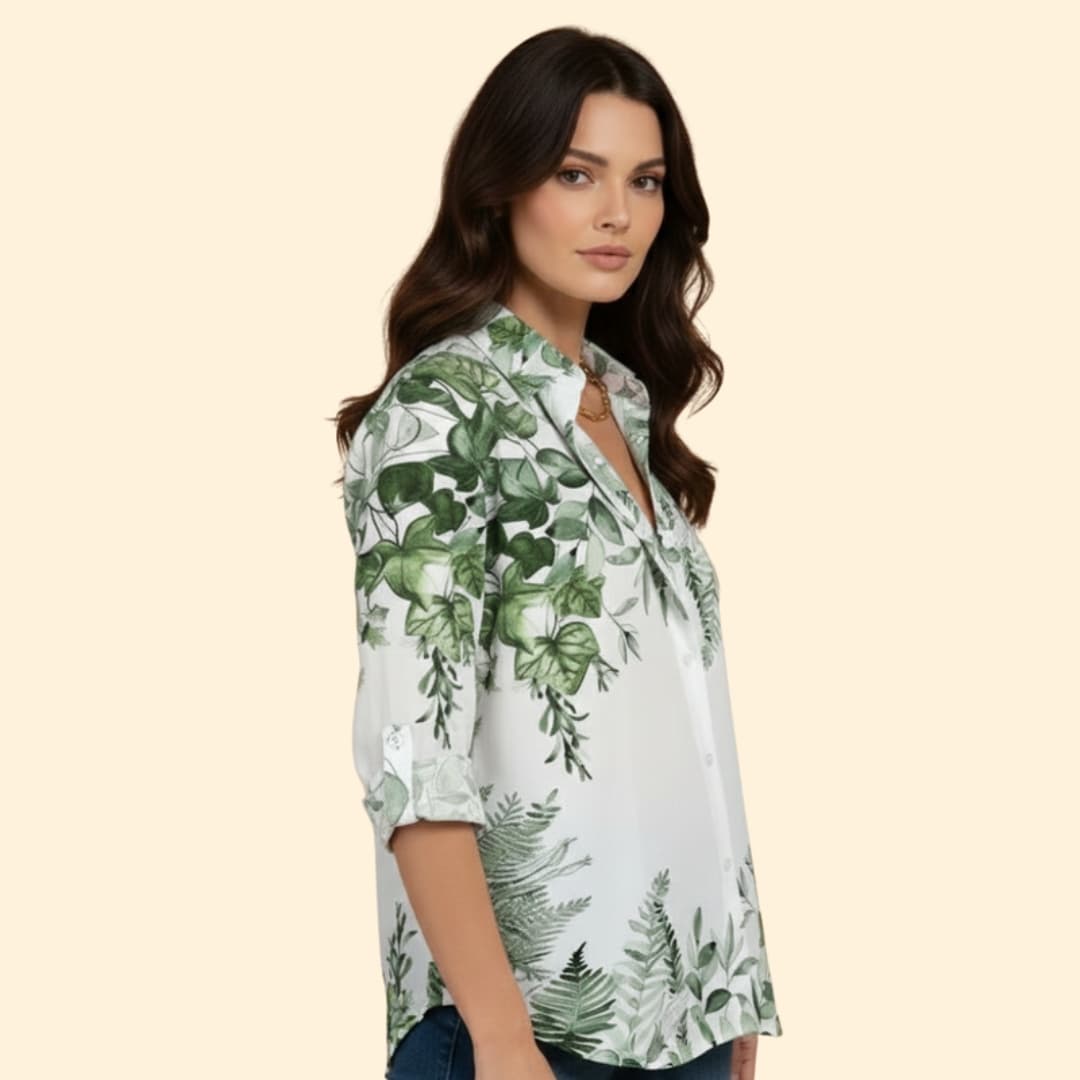 Women's Elegant Floral Button Shirt