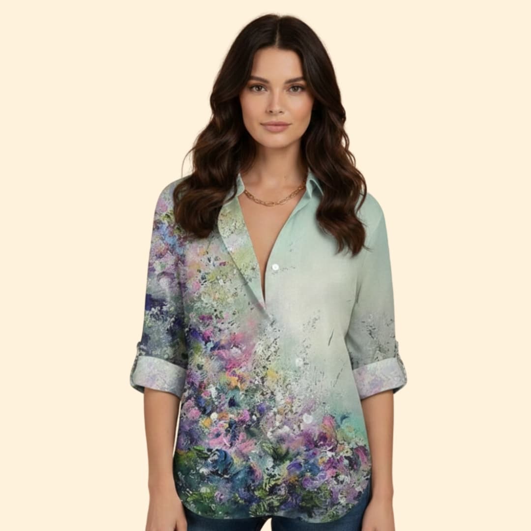 Women's Elegant Floral Button Shirt