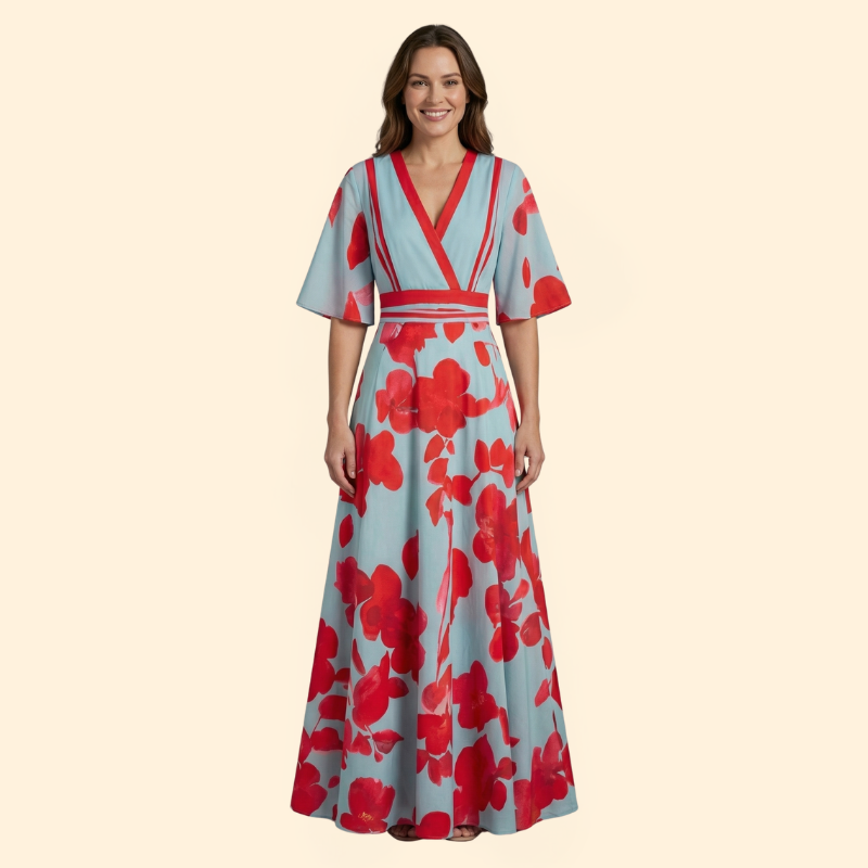 Women's Elegant Floral Robe Dress