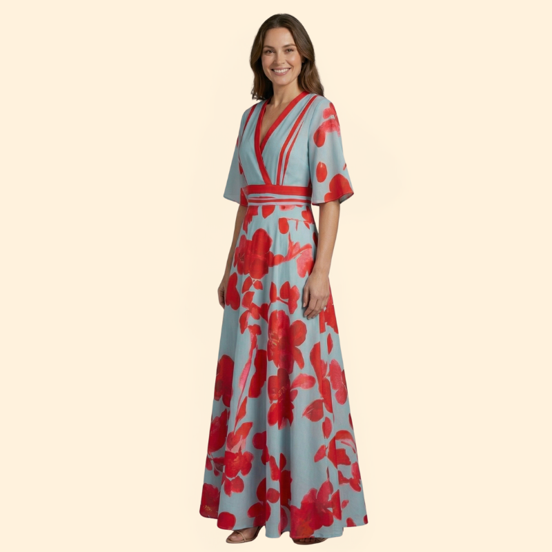Women's Elegant Floral Robe Dress