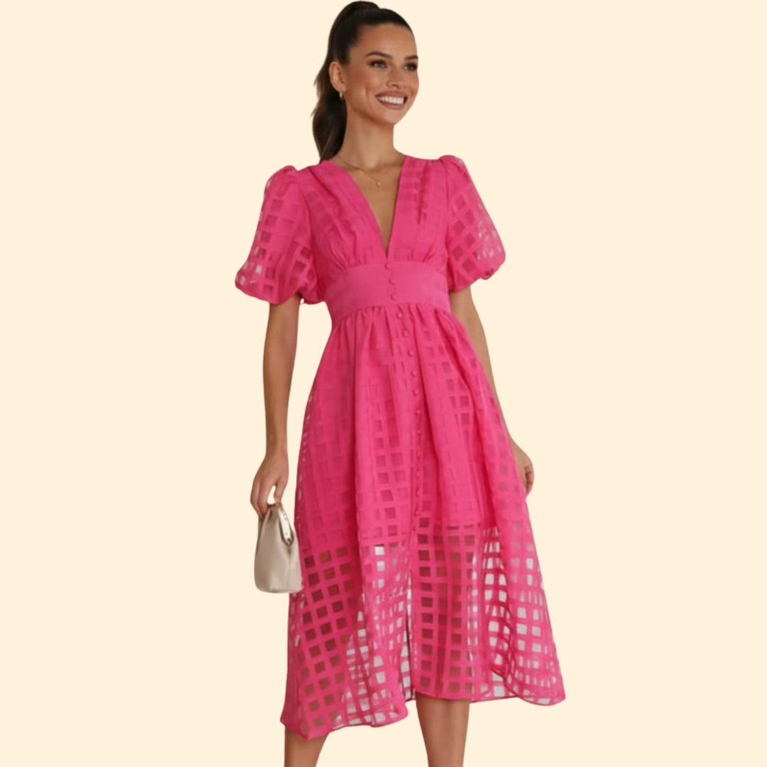 Women's Elegant Grid Dress