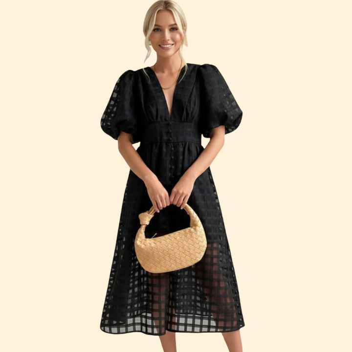 Women's Elegant Grid Dress