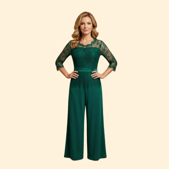 Women's Elegant Lace and Satin Jumpsuit