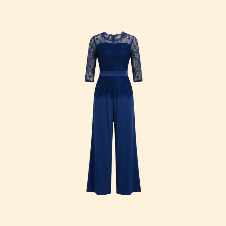 Women's Elegant Lace and Satin Jumpsuit