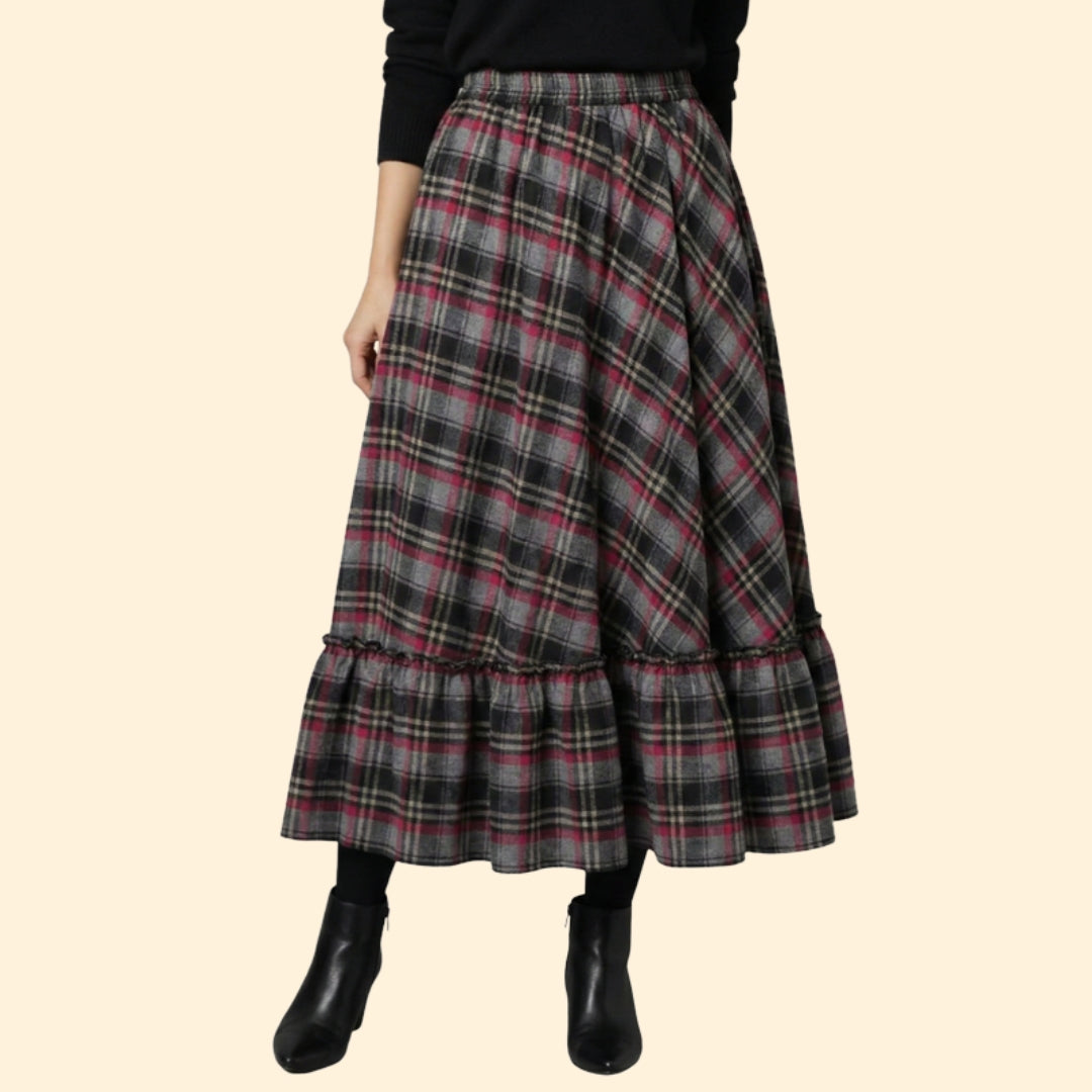 Women's Elegant Plaid Long Skirt