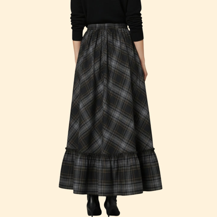 Women's Elegant Plaid Long Skirt