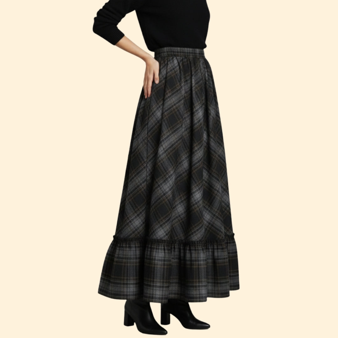 Women's Elegant Plaid Long Skirt