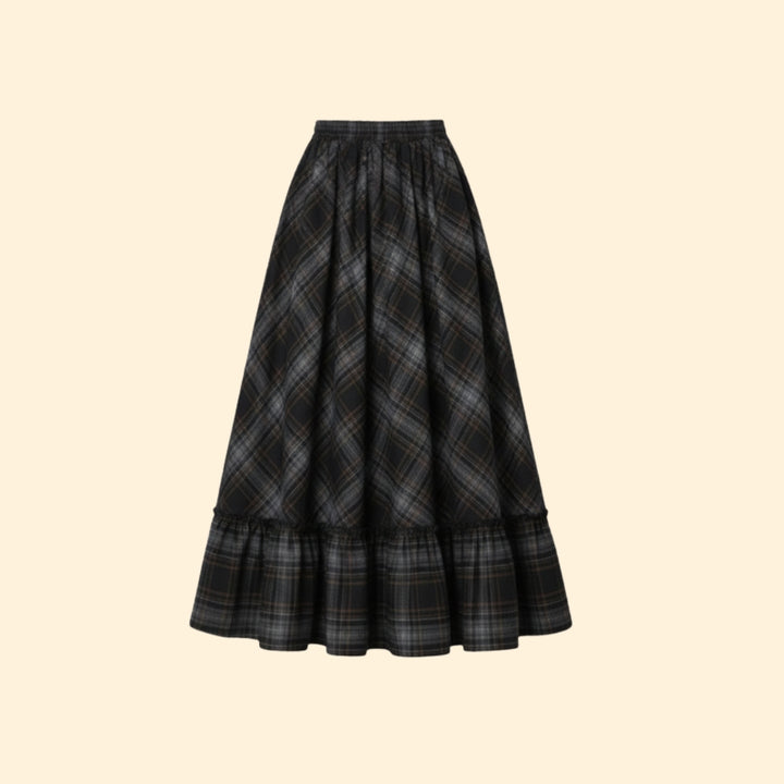 Women's Elegant Plaid Long Skirt