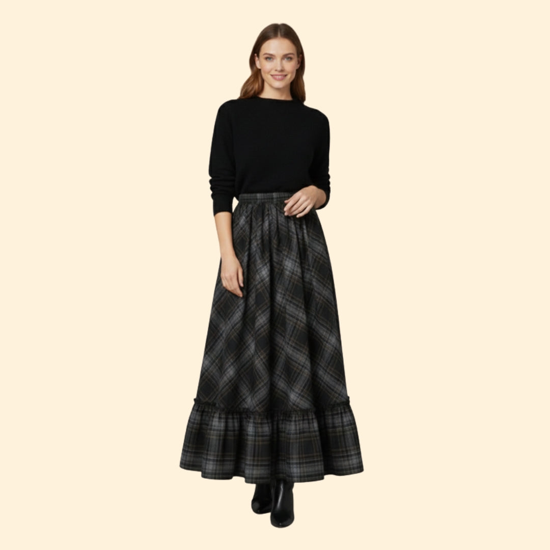 Women's Elegant Plaid Long Skirt