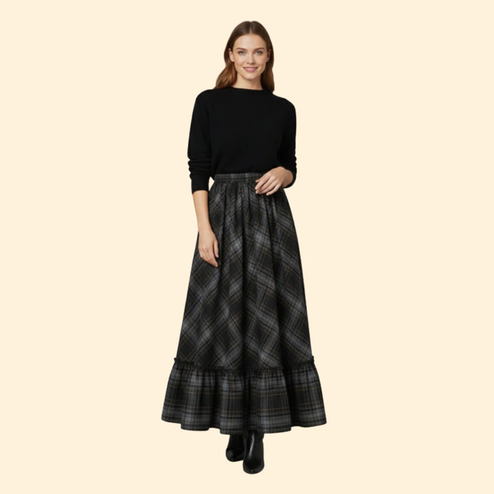 Women's Elegant Plaid Long Skirt