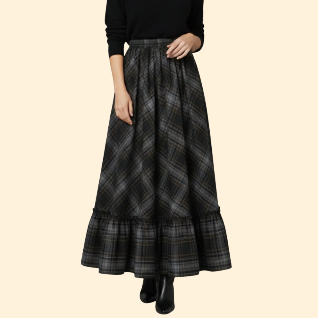 Women's Elegant Plaid Long Skirt