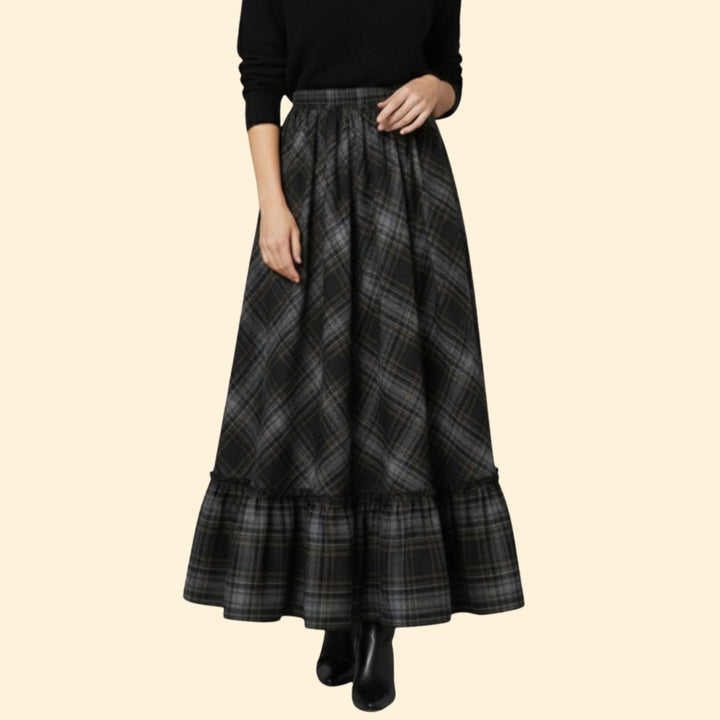Women's Elegant Plaid Long Skirt