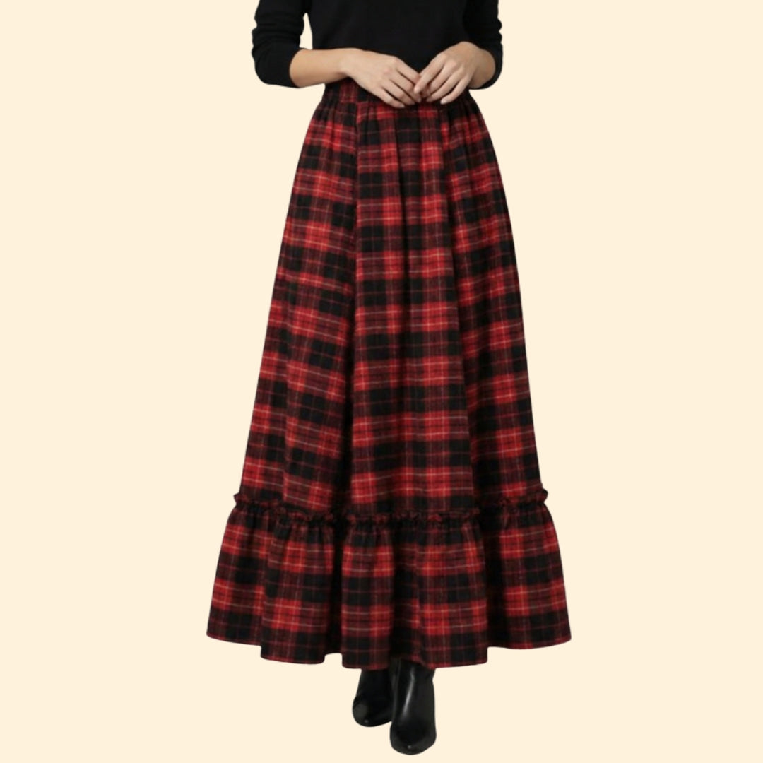 Women's Elegant Plaid Long Skirt