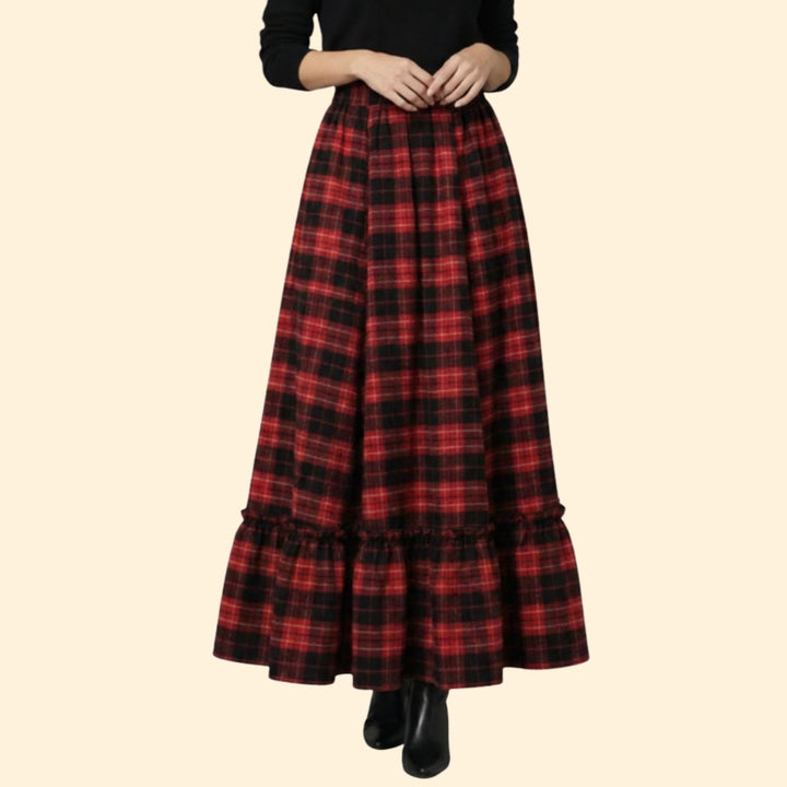Women's Elegant Plaid Long Skirt
