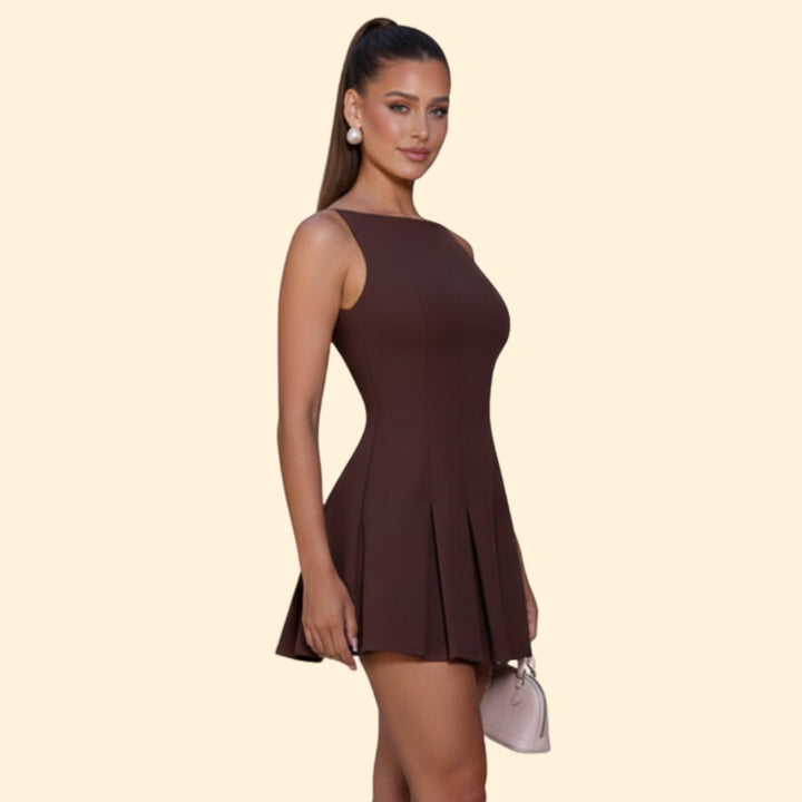 Women's Elegant Pleated Mini Dress
