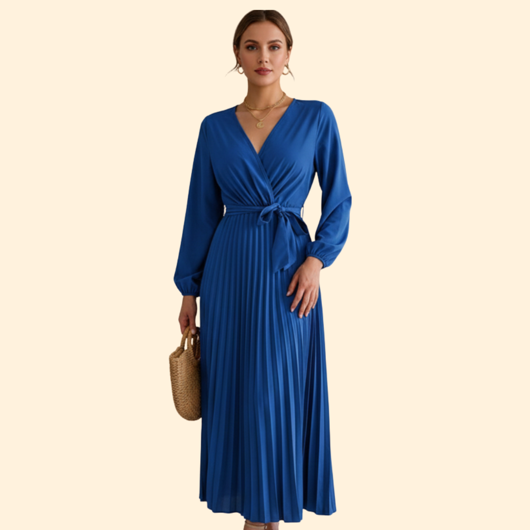 Women's Elegant Pleated Wrap Dress