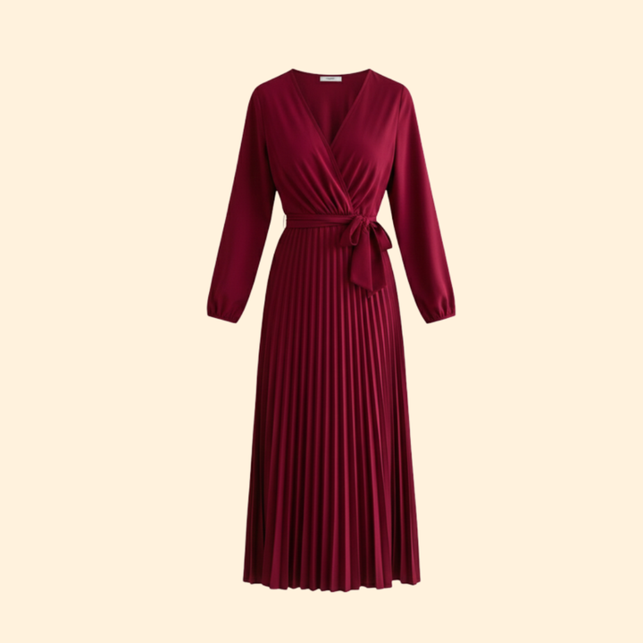 Women's Elegant Pleated Wrap Dress
