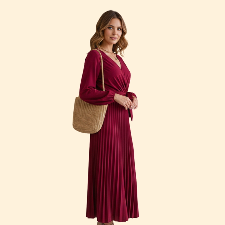 Women's Elegant Pleated Wrap Dress