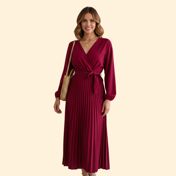 Women's Elegant Pleated Wrap Dress