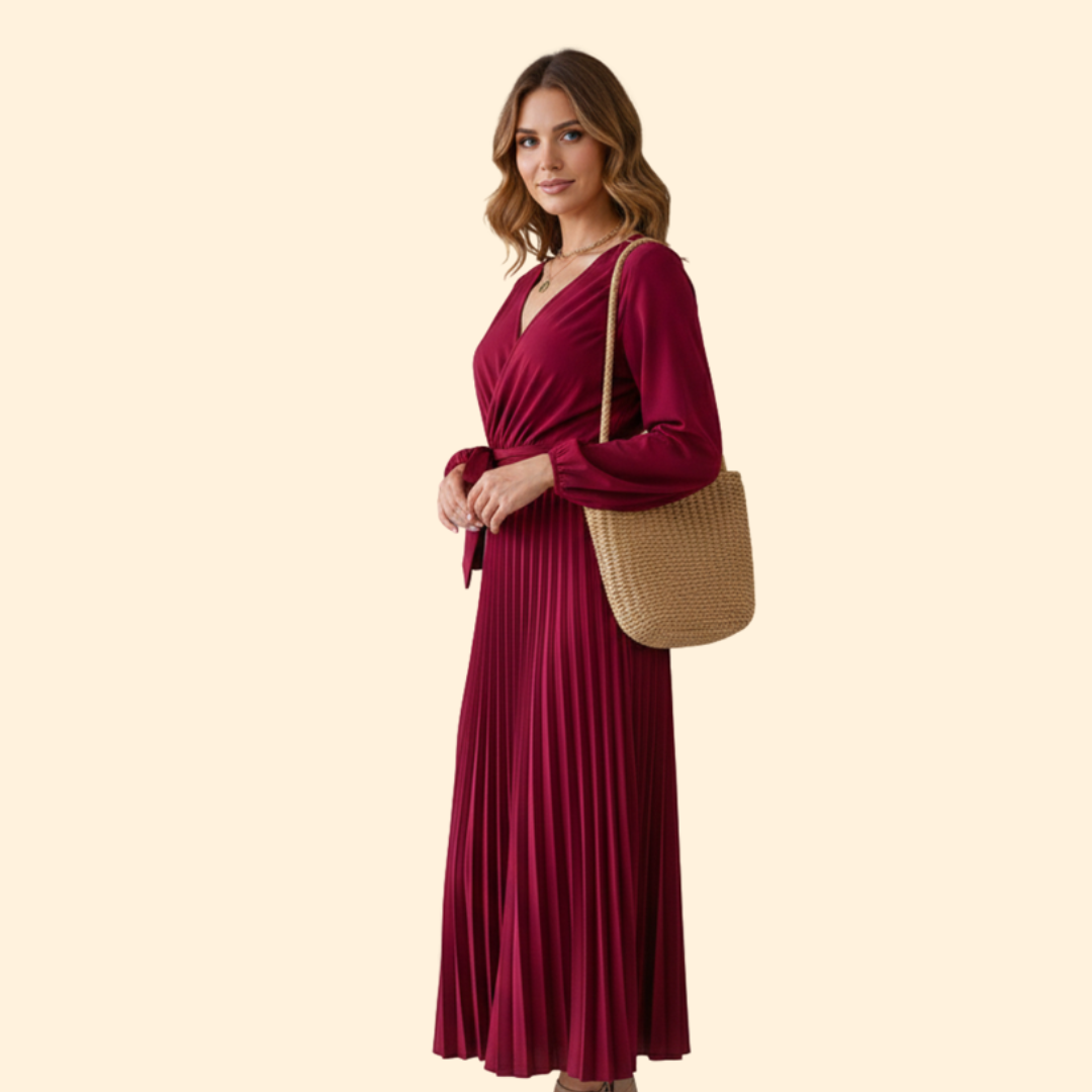 Women's Elegant Pleated Wrap Dress