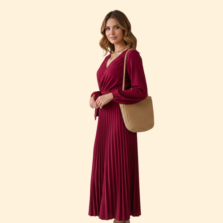 Women's Elegant Pleated Wrap Dress