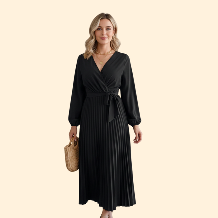 Women's Elegant Pleated Wrap Dress