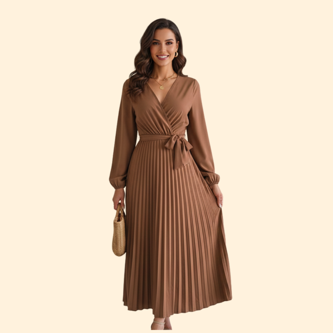 Women's Elegant Pleated Wrap Dress