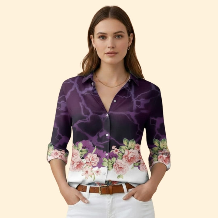 Women's Elegant Print Button Shirt