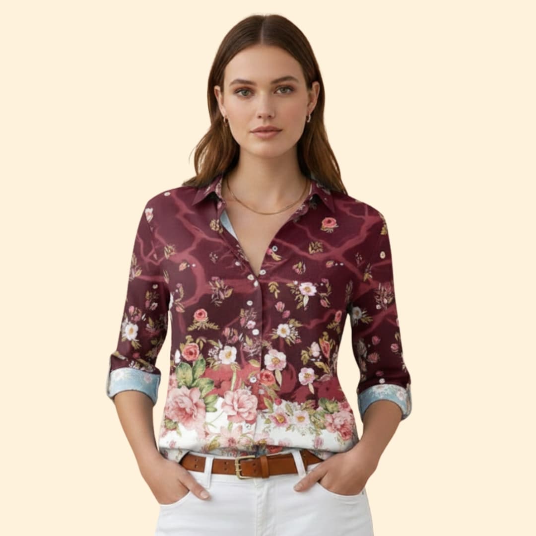 Women's Elegant Print Button Shirt
