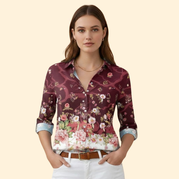 Women's Elegant Print Button Shirt