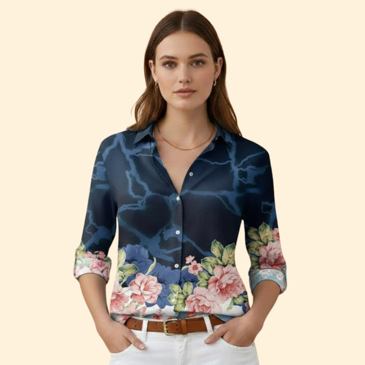 Women's Elegant Print Button Shirt